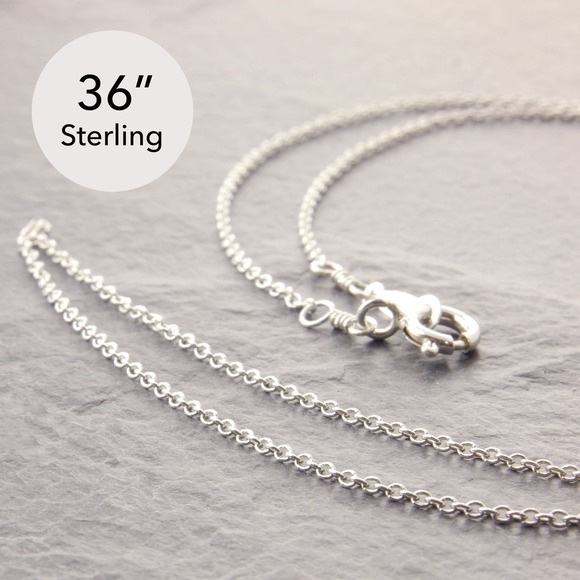36” Dainty Silver Necklace sterling silver chain necklace thin (z 45-1sd-sp)